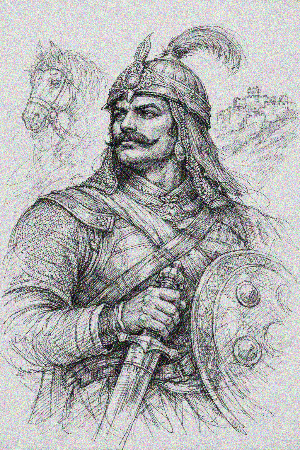 Rajput Warrior Heritage Copper Bas-Relief